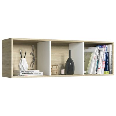 vidaXL Book Cabinet/TV Cabinet White and Sonoma Oak 14.2"x11.8"x44.9" Engineered Wood