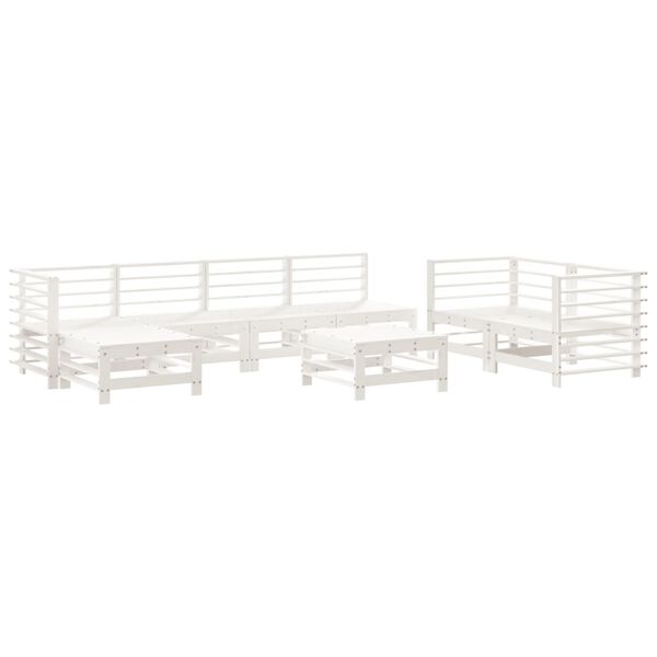 vidaXL Garden Lounge Set White Solid Pine Wood Large Modular