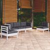 vidaXL Garden Lounge Set White, Anthracite Solid pinewood, 100% polyester