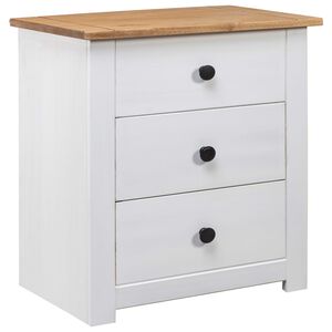 vidaXL Bedside Cabinet White Solid pine wood Medium Bedside Cabinet