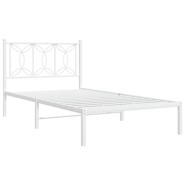 vidaXL Bed Frame White Steel 42.1 x 79.9 in Bed Frame Rectangular