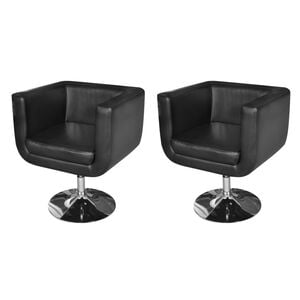 vidaXL Armchair Black Wooden frame, faux leather upholstery, chrome base