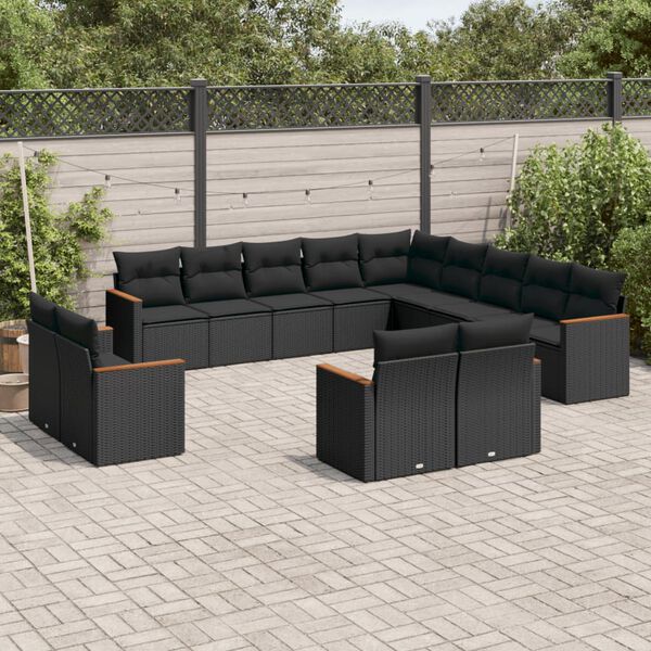 vidaXL Garden Sofa Set Black Modular Garden Sofa Set Removable Covers