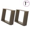 vidaXL Coffee Table Legs U-Shaped 2 pcs Natural Steel 19.7x(11.8-12.2)" Steel