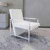 vidaXL Armchair White Faux Leather, Wood, Chrome Medium Ergonomic