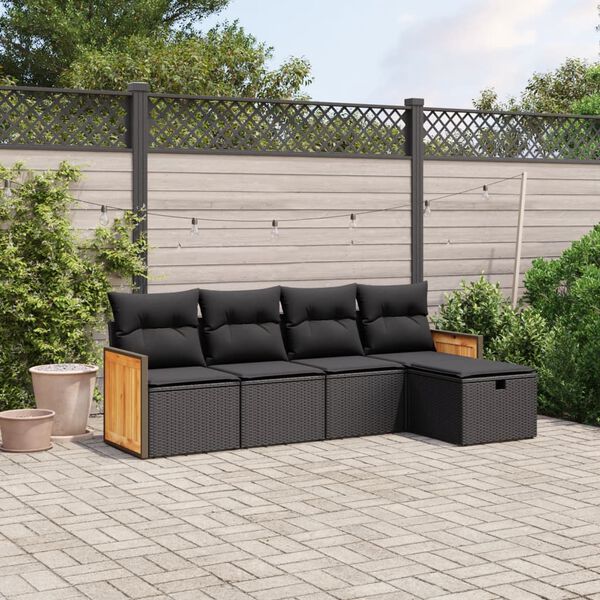 vidaXL Garden Sofa Set Black