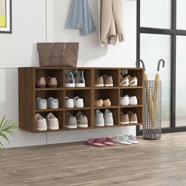 vidaXL Shoe Cabinet Set of 2 Brown Oak Engineered wood Medium