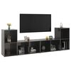 vidaXL TV Cabinet Set of 4 High gloss grey Engineered wood Standard