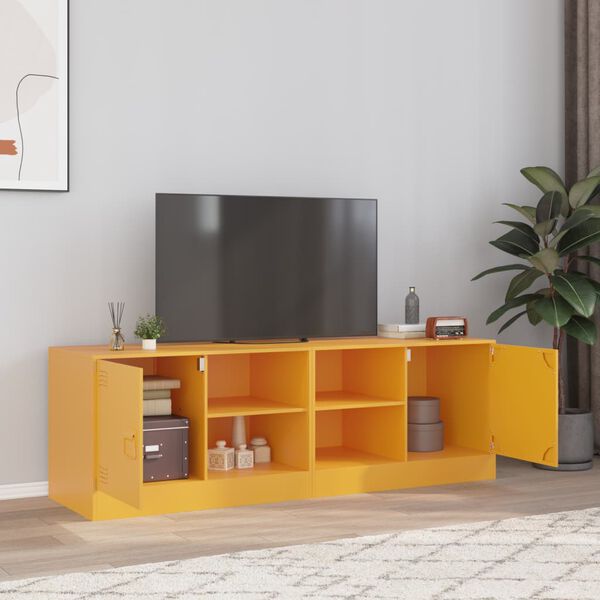 vidaXL TV Cabinet Set of 2 Mustard Yellow Cold-rolled steel