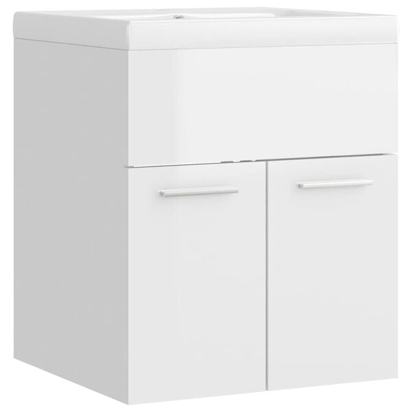 vidaXL Sink Cabinet With Basin High gloss white Engineered wood and ceramic