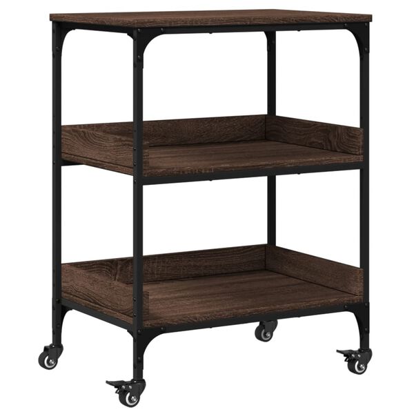 vidaXL Kitchen Trolley Brown Oak 23.6"x16.1"x31.7" Engineered Wood