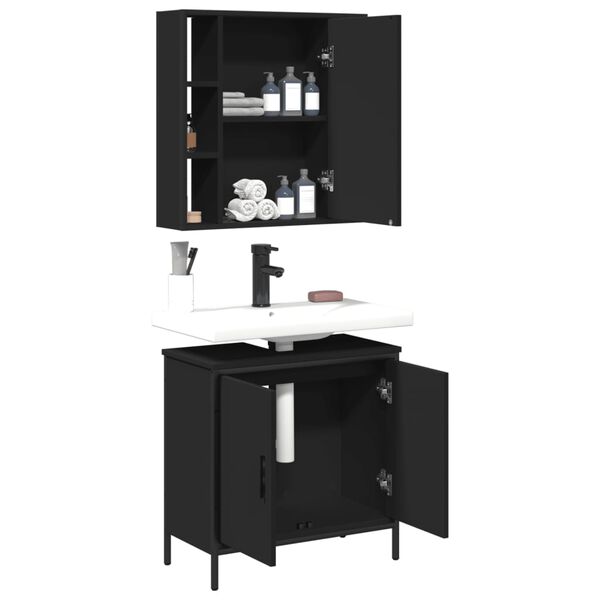 vidaXL Bathroom Furniture Set Black