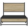 vidaXL Bed Frame Sonoma Oak Steel, Engineered Wood Single Modern