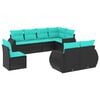 vidaXL Patio Sofa Set Black Poly Rattan and Polyester Large Modular