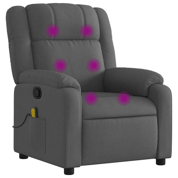 vidaXL Massage Recliner Chair Dark Grey Polyester, Metal, Foam, Plywood