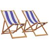 vidaXL Beach Chair Set of 2 Blue and White