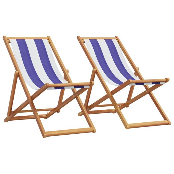 vidaXL Beach Chair Set of 2 Blue and White