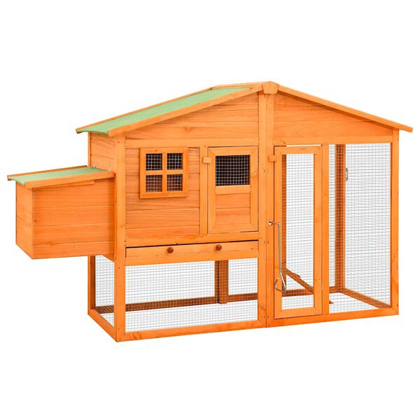 vidaXL Chicken Coop Natural wood Solid fir wood, plywood, galvanized steel
