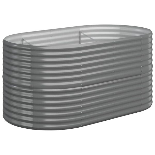 vidaXL Garden Raised Bed Grey Powder-coated steel Large Durable