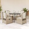 vidaXL Patio Dining Set Set of 4 Beige PE Rattan 5 Piece Set