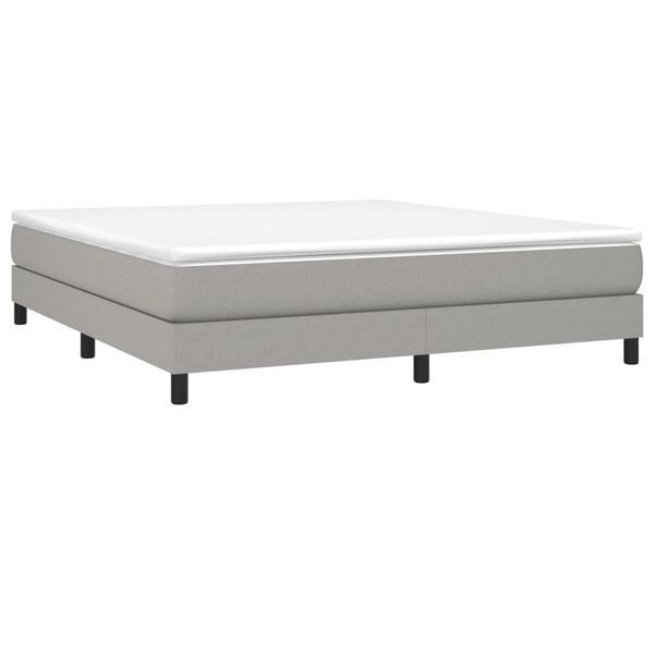vidaXL Box Spring Bed with Mattress Light Gray 76"x79.9" King Fabric