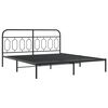 vidaXL Bed Frame Black Steel 72 x 84 in Bed Frame Rectangular Modern