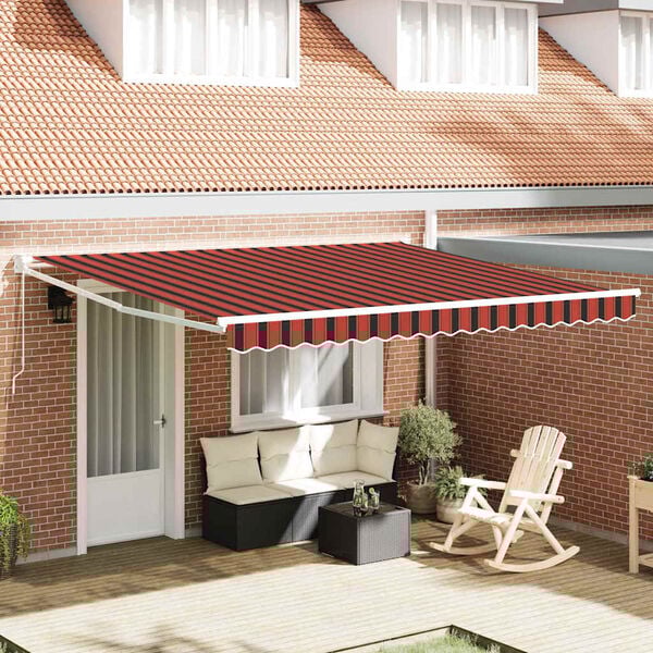 vidaXL Awning Red and Black 137.80" x 98.43" Polyester and metal