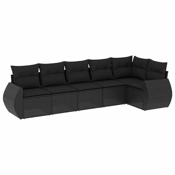 vidaXL Garden Sofa Set Black PE Rattan, Powder-Coated Steel, Polyester
