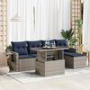 vidaXL 6 Piece Patio Sofa Set with Cushions Gray Poly Rattan Acacia
