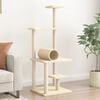 vidaXL Cat Tree Cream Plush, Engineered wood, Sisal Large Durable