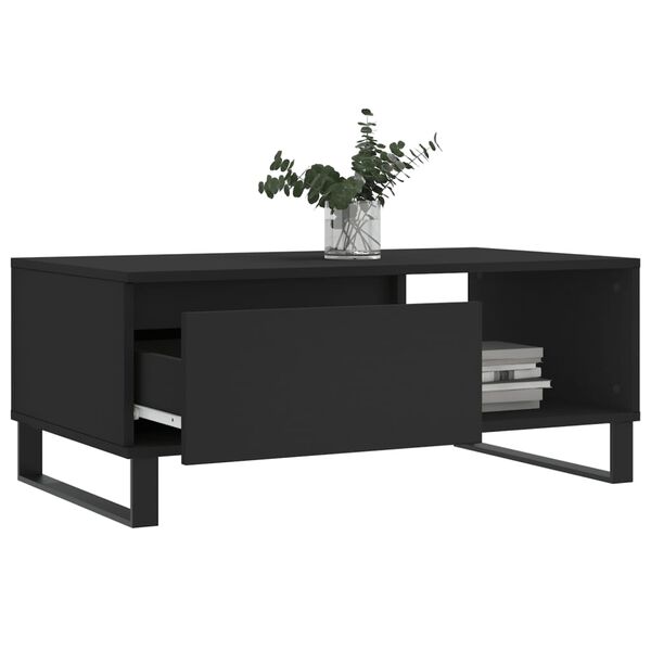 vidaXL Coffee Table Black Engineered wood Medium Storage Coffee Table