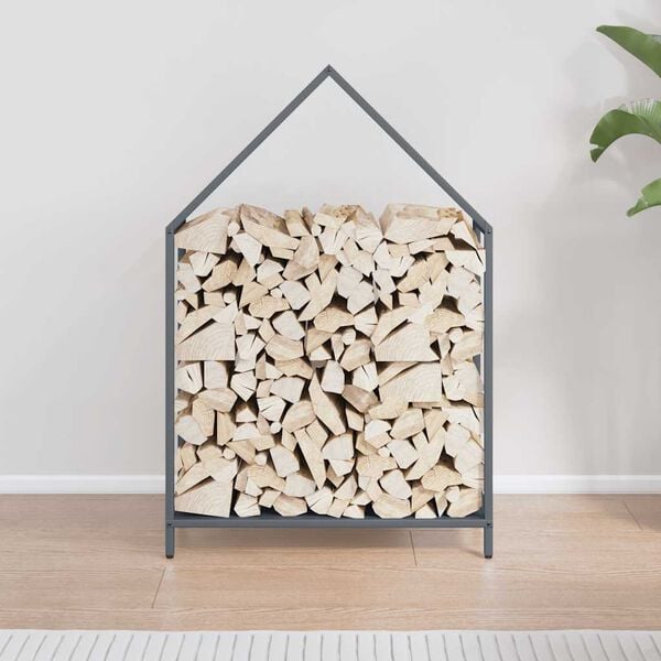 vidaXL Firewood Rack Anthracite 23.6x9.8x35.4" Cold-rolled steel