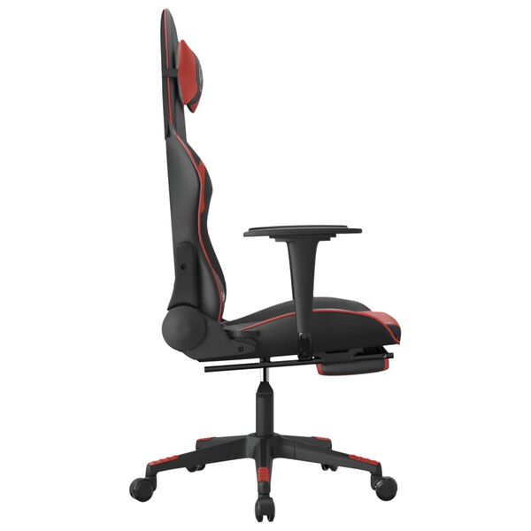 vidaXL Gaming Chair Black and Wine Red Faux leather, Metal, Plywood Medium