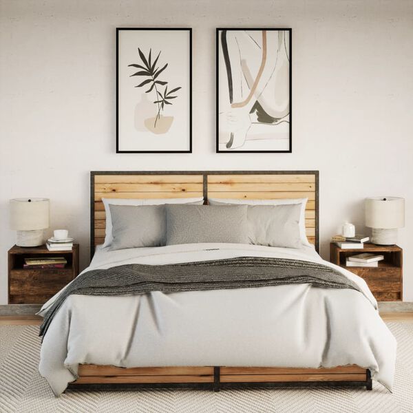 vidaXL Wall-mounted Nightstand Set of 2 Smoked oak Engineered wood