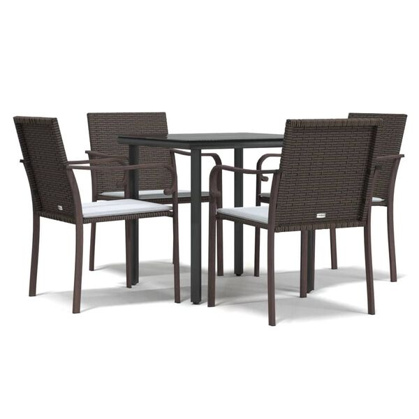 vidaXL Garden Dining Set Brown PE Rattan 5 Piece Set Seats Many