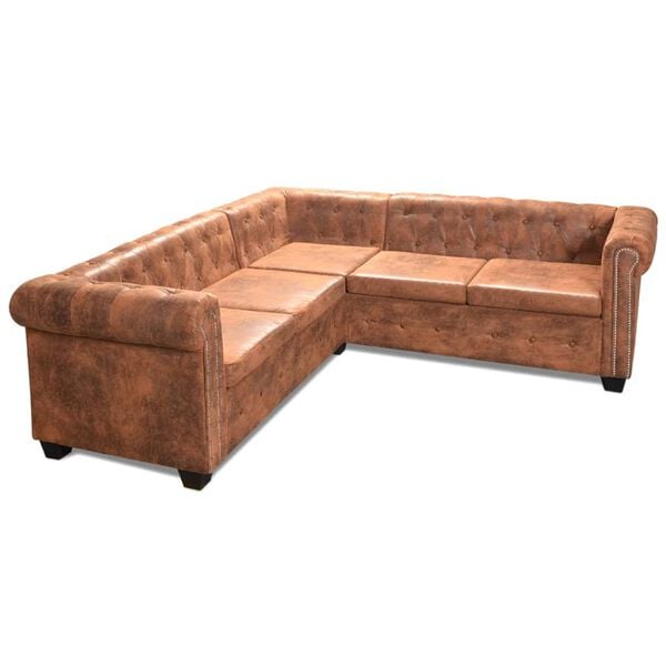 vidaXL Sofa Brown Faux Leather 5-Seater Durable Brown Sofa