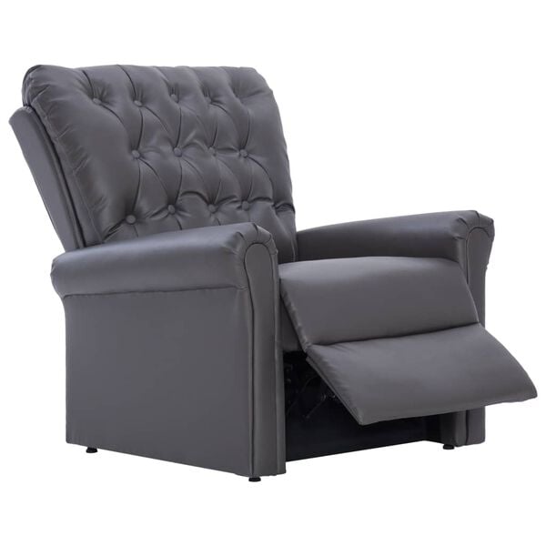 vidaXL Reclining Chair Gray Faux Leather Medium Reclining Chair