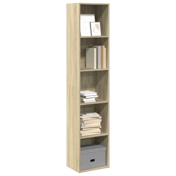 vidaXL Bookcase Sonoma oak Engineered wood Tall Bookcase Rectangular