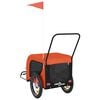 vidaXL Pet Bike Trailer Orange and Black Iron, Oxford fabric, PVC