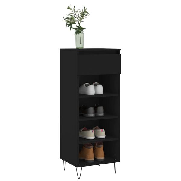 vidaXL Shoe Cabinet Black Engineered Wood Medium Shoe Cabinet