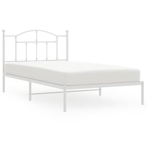 vidaXL Bed Frame White Powder-Coated Steel Twin Bed Frame Rectangular