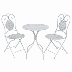 vidaXL Garden Furniture Set Greyish White Powder-coated Steel Medium