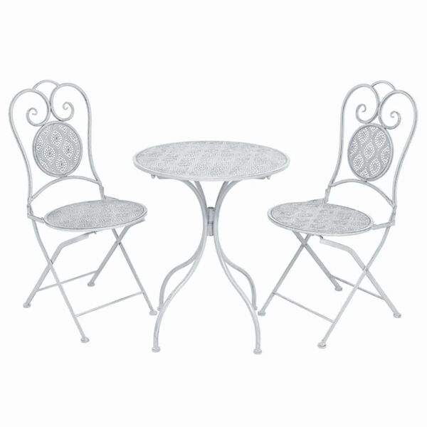 vidaXL Garden Furniture Set Greyish White Powder-coated Steel Medium