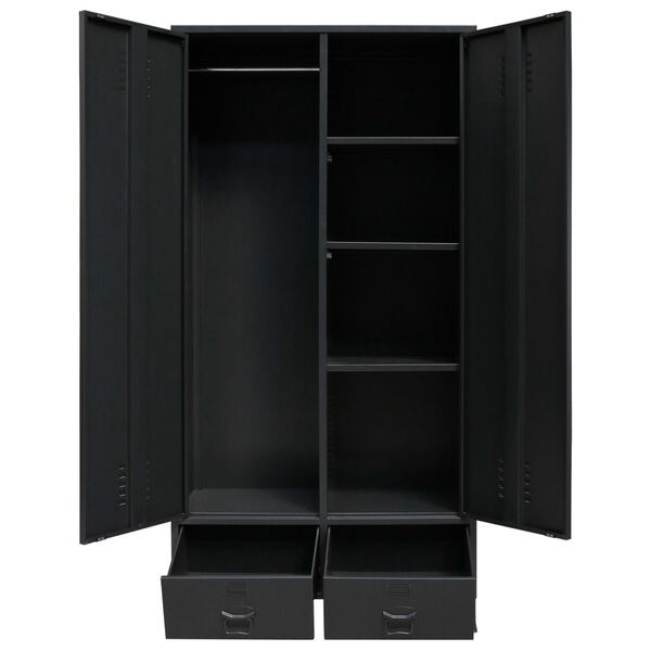 vidaXL Wardrobe Black Sheet Metal 35.4x15.7x70.9 in Wardrobe
