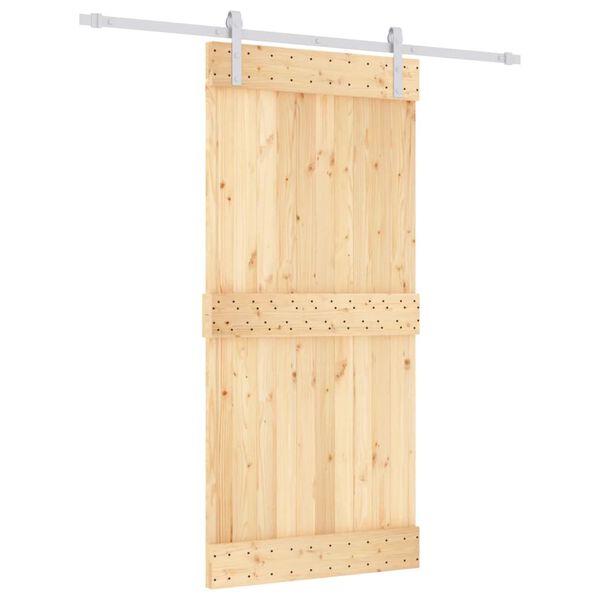 vidaXL Sliding Door with Hardware Set 37.4x82.7" Solid Wood Pine