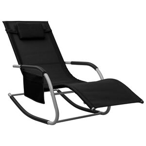 vidaXL Sun Lounger Black and Grey Textilene, Powder-Coated Steel Standard