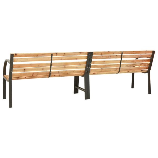 vidaXL Twin Garden Bench Brown Chinese fir wood, powder-coated steel Large