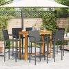 vidaXL Garden Bar Set Black Poly Rattan, Solid Acacia Wood Large