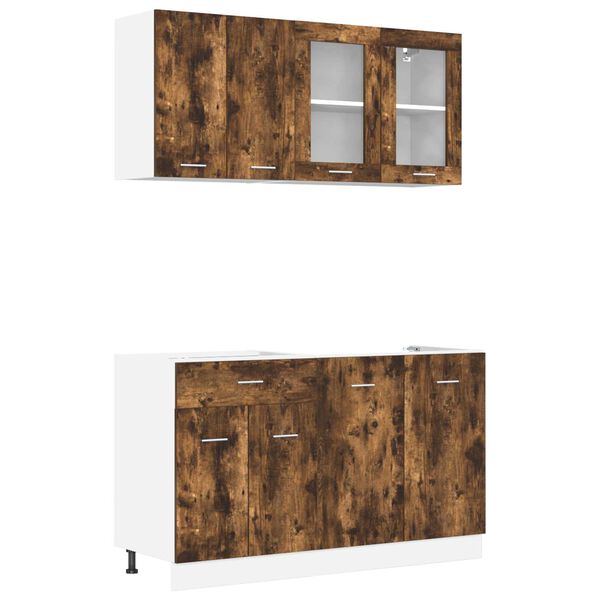 vidaXL Kitchen Cabinet Set Lyon 4 pcs Smoked Oak 140 x 46 x 81.5 cm