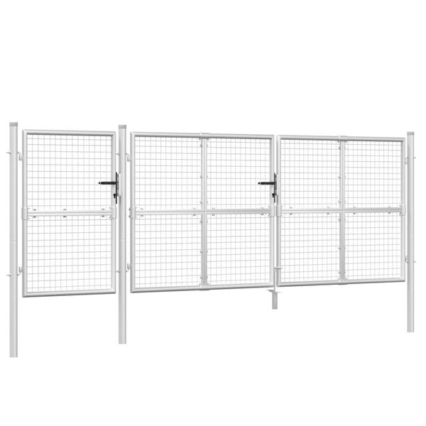 vidaXL Mesh Garden Gate Silver 157.5x49.2" Galvanised Steel